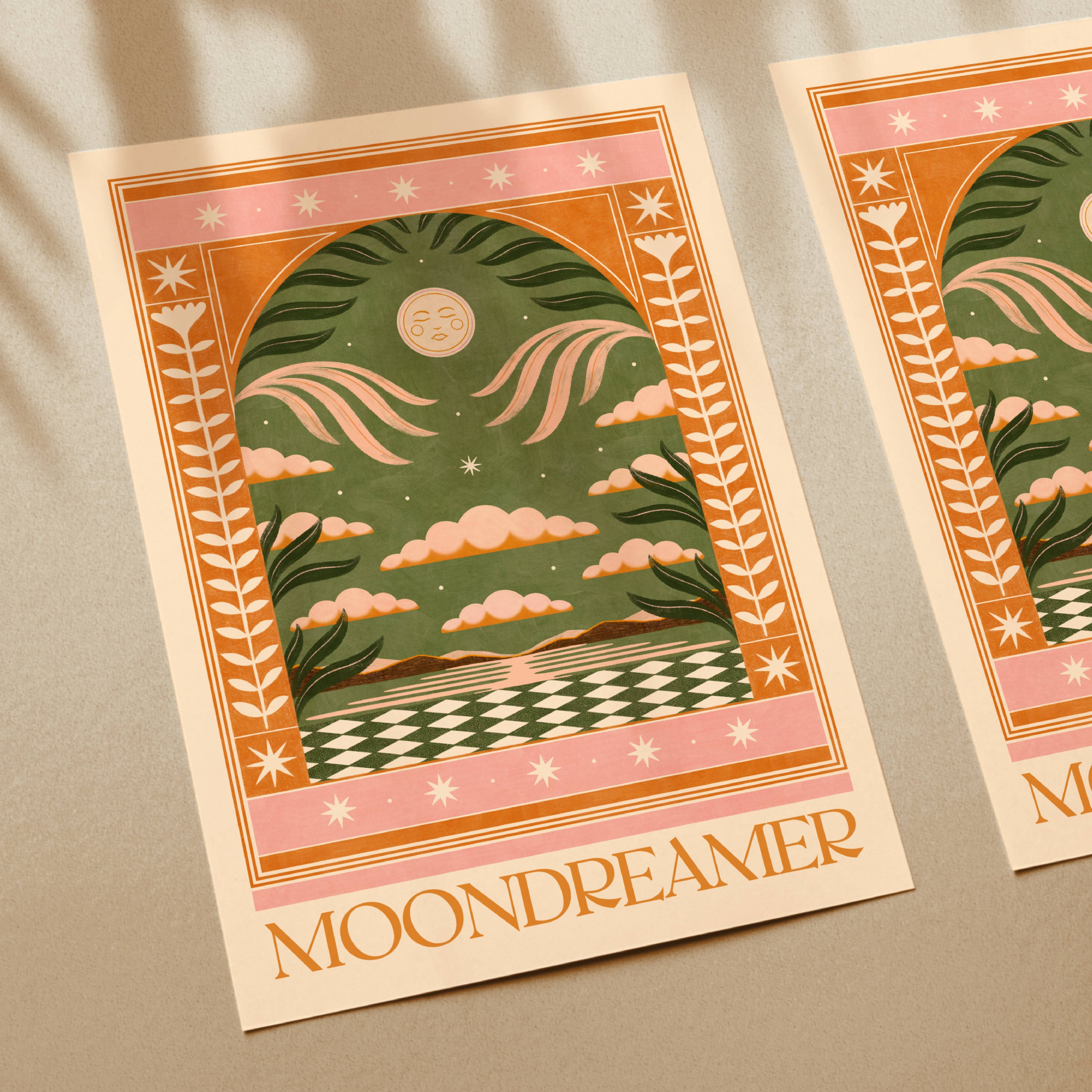 Nïma Nïma Studio – wholesale Art print – ‘Moon Dreamer’, Bohemian Celestial Lunar Cloud Art Print2