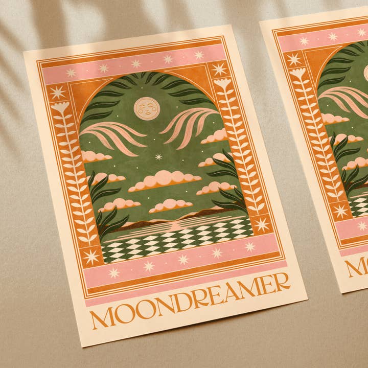 Nïma Nïma Studio - Wholesale Art Print - ‘Moon Dreamer’, Bohemian Celestial Lunar Cloud Art Print2