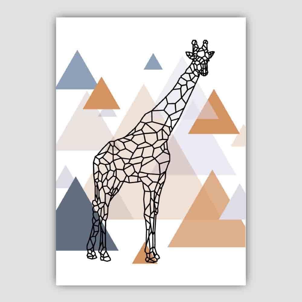 Artze Wall Art – wholesale Art print – Giraffe Abstract Multi Geometric Scandinavian Blue,Copper Poster3