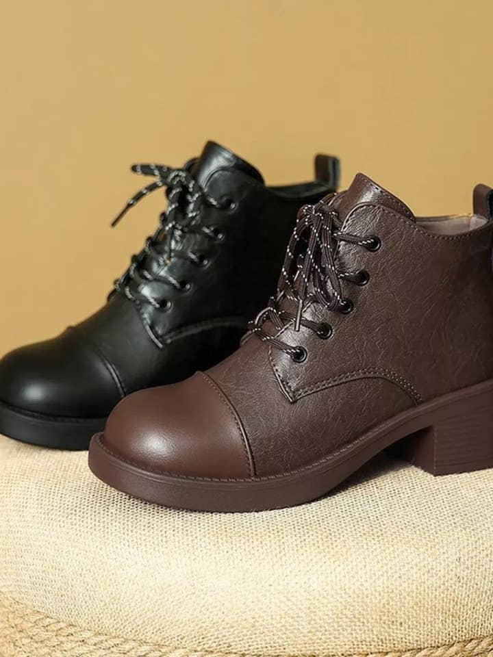 Round Toe Block Heels Boots for wholesale by React Activewear