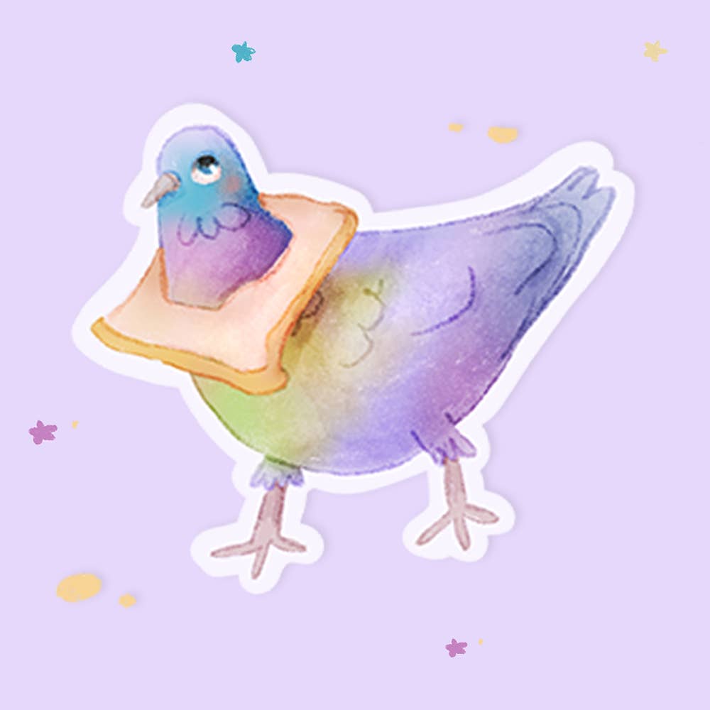 aPenas Illustrator - Wholesale Sticker - Pigeon with Bread Vinyl Sticker 1