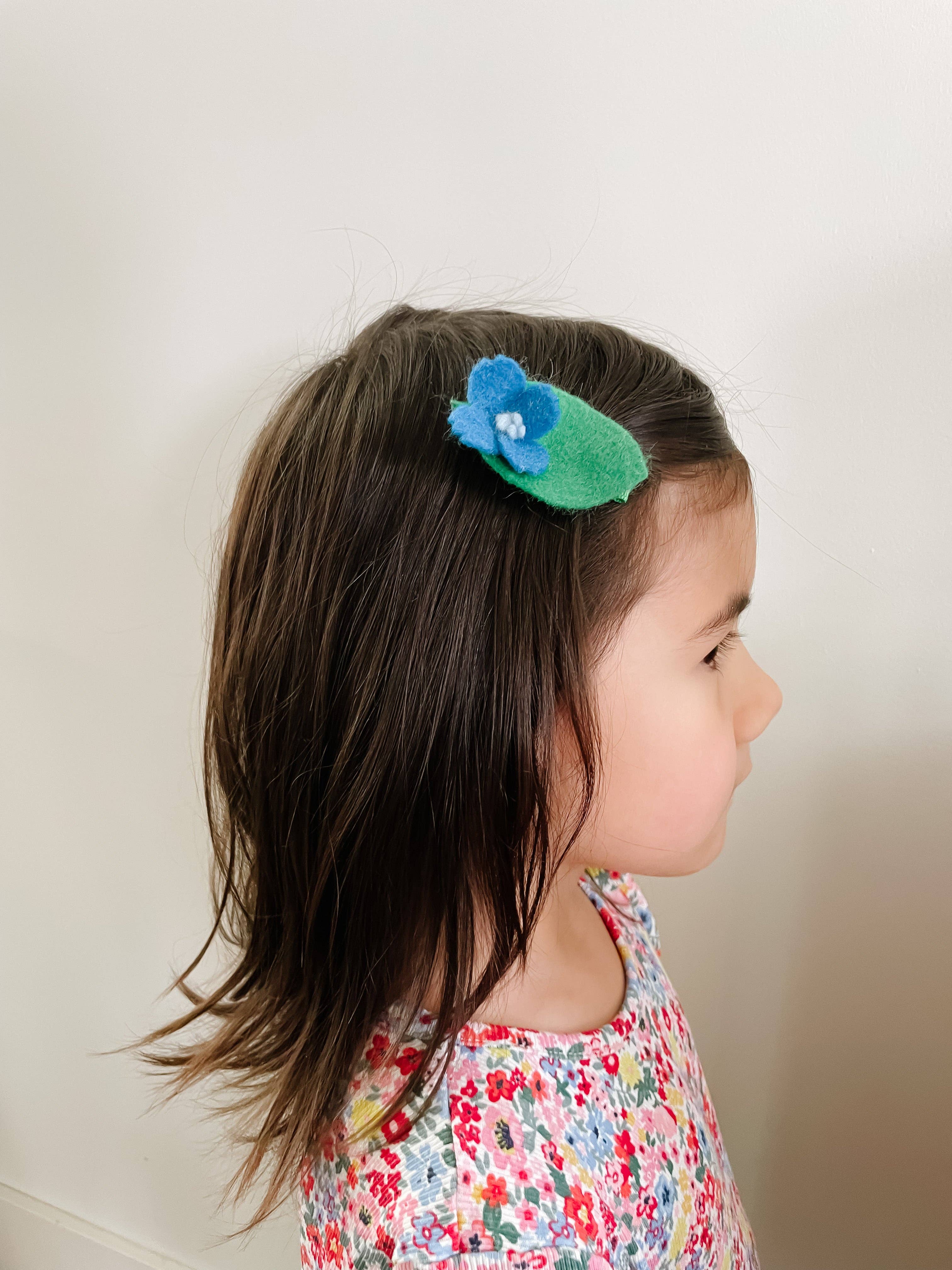 delphinette - Wholesale Hair Clip - Kids - Blue Larkspur Hair Clip - July Birth Month Flower Gift1
