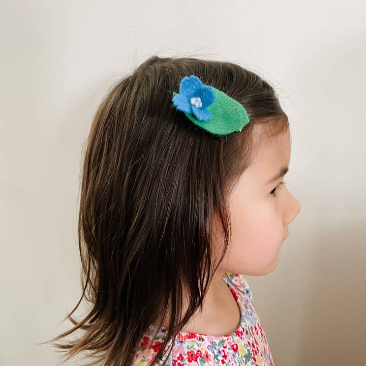 delphinette - Wholesale Hair Clip - Kids - Blue Larkspur Hair Clip - July Birth Month Flower Gift1