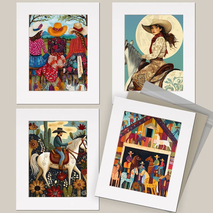 Mowbi - Wholesale Art Print - Cowboy in Neutral Tones - Cowboy Western Art Prints 8"x10" Artwork for 12"x14" Frame