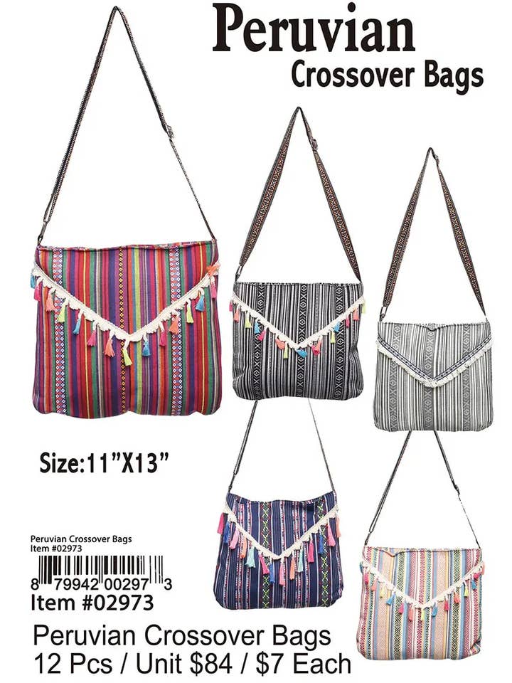 Peruvian Crossover Bags . for wholesale by Puka Creations