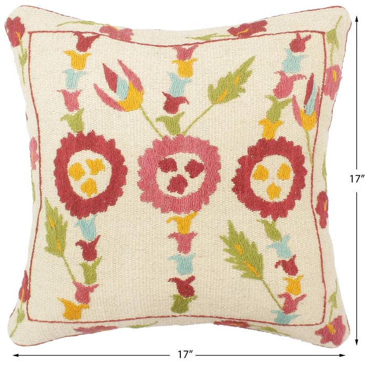 Shabby Chic Appleby Kilim Suzani Handmade Pillow for wholesale by Arshs Fine Rugs