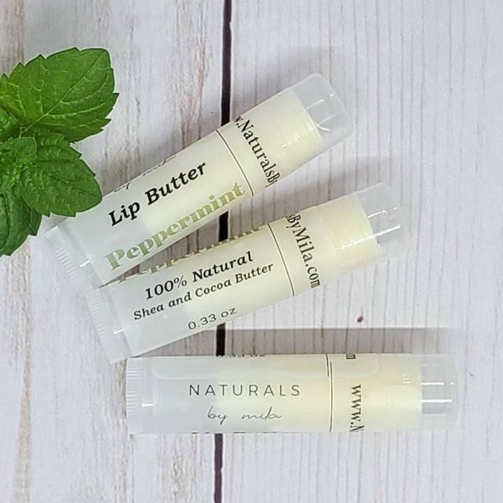 Handmade Hydrating Peppermint Lip Butter for Dry Lips for wholesale by Naturals by Mila