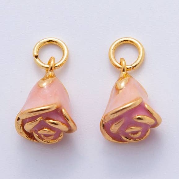 Aim Eternal - Venta al por mayor Abalorios/colgantes individuales - Mini charm de flor rosa enchapada en oro de 18K | X6300