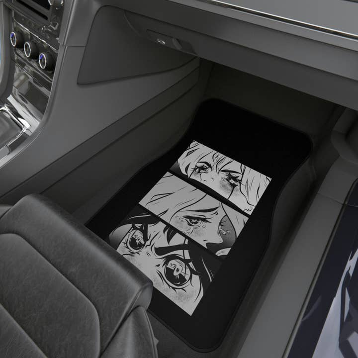 MonkeyFeetGraphics – wholesale Car coaster – unisex – SET of 2 Manga Car Floor Mats Vehicle Van Truck Mats Cool Car Accessories Truck Decor New Car Gifts4