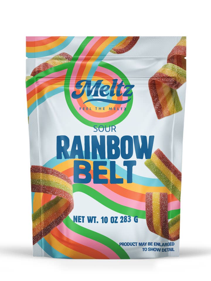 Meltz Sour Rainbow Belt Swedish Style Gummy 10oz for wholesale by NOVA FOODS