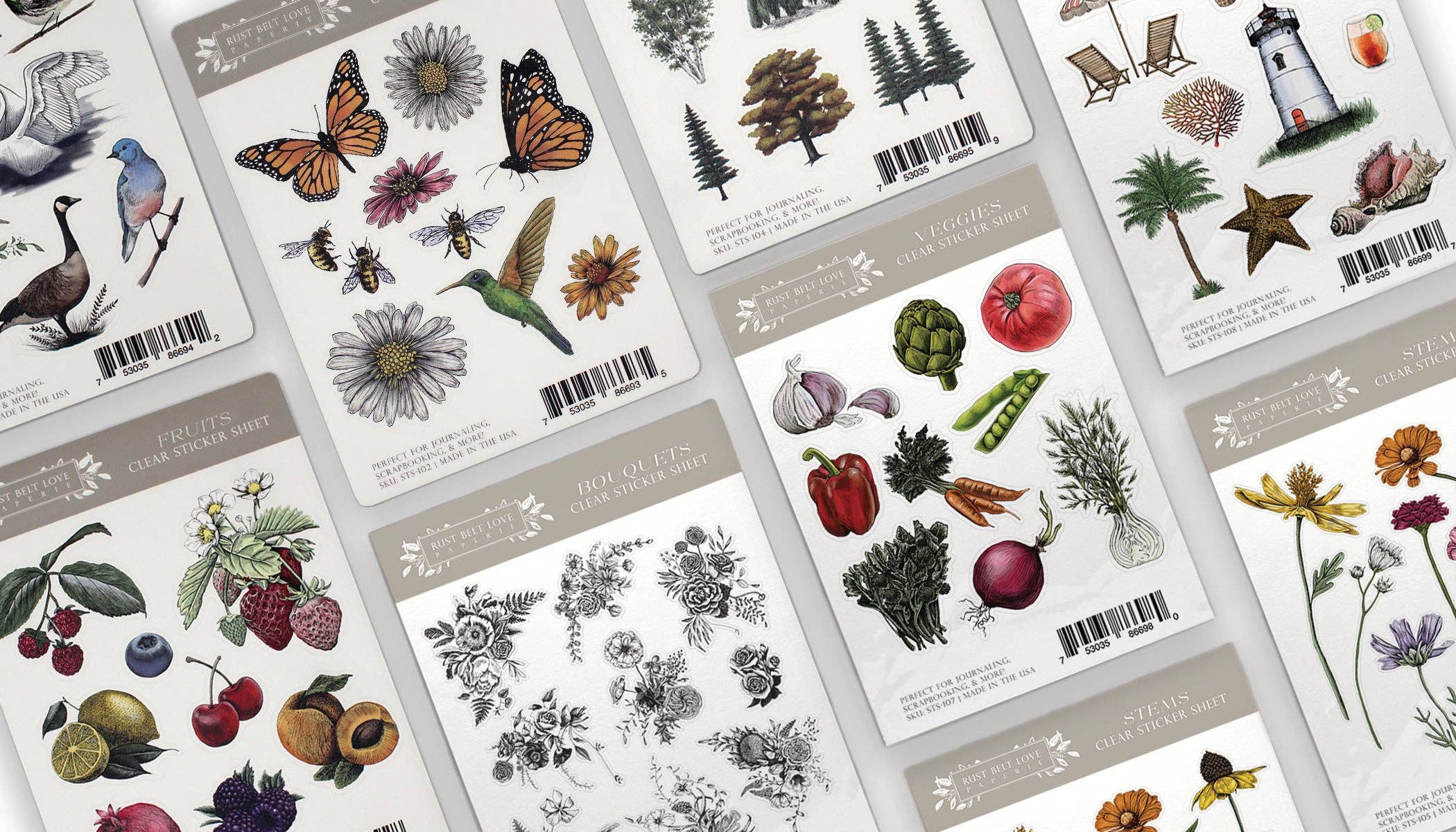 Rust Belt Love Paperie - Wholesale Sticker - Trees Clear Sticker Sheet2