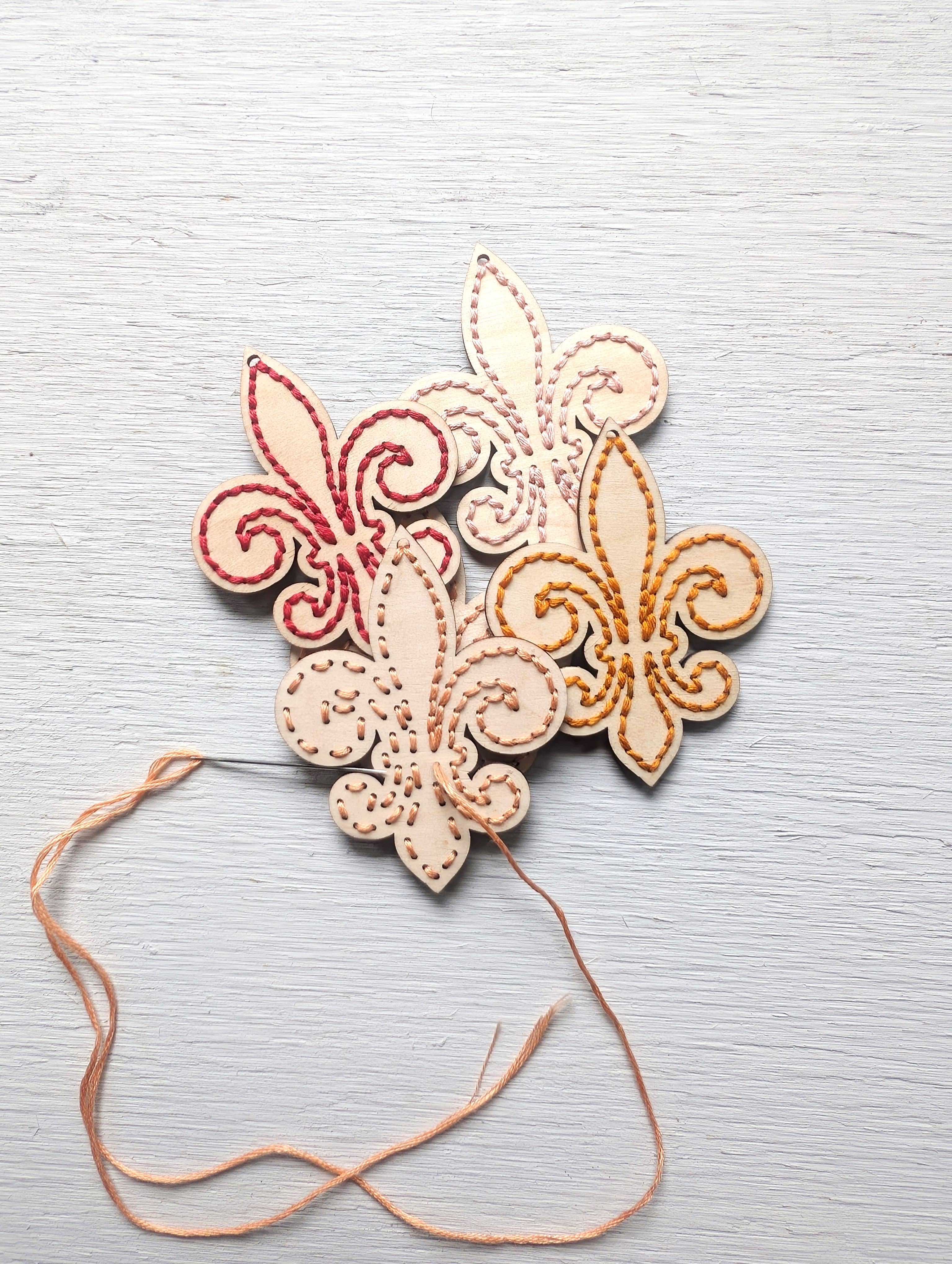 Rose and Peddle - Wholesale Ornament - Embroidered Fleur de Lis Ornament2