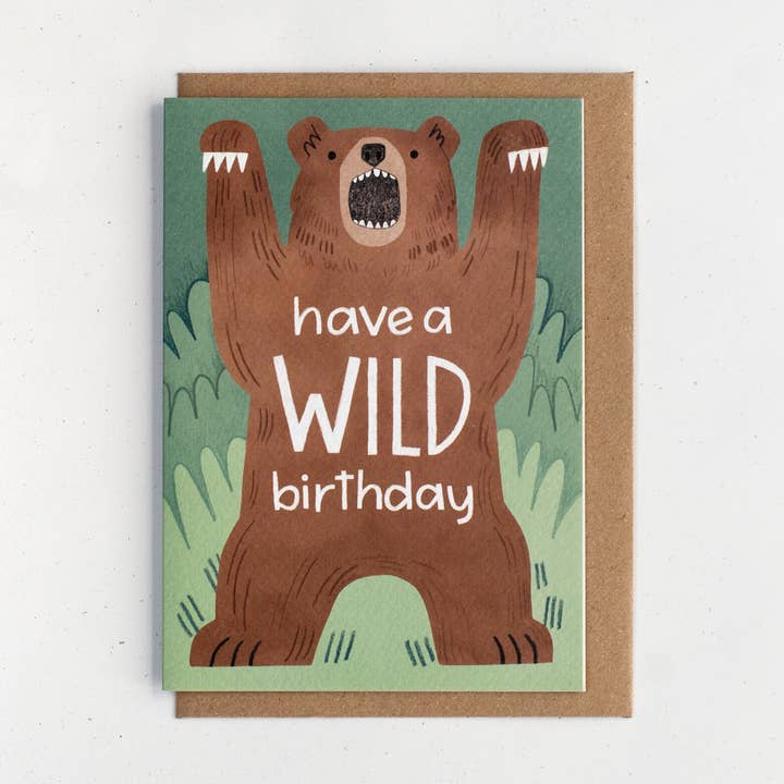 Wild Bear Birthday Card for wholesale by Natàlia Juan Abelló