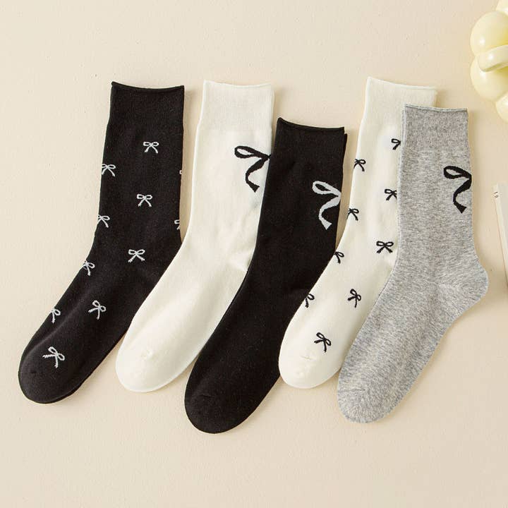 Cotton Bow Print Crew Socks_CWMS0952 for wholesale by ACCITY