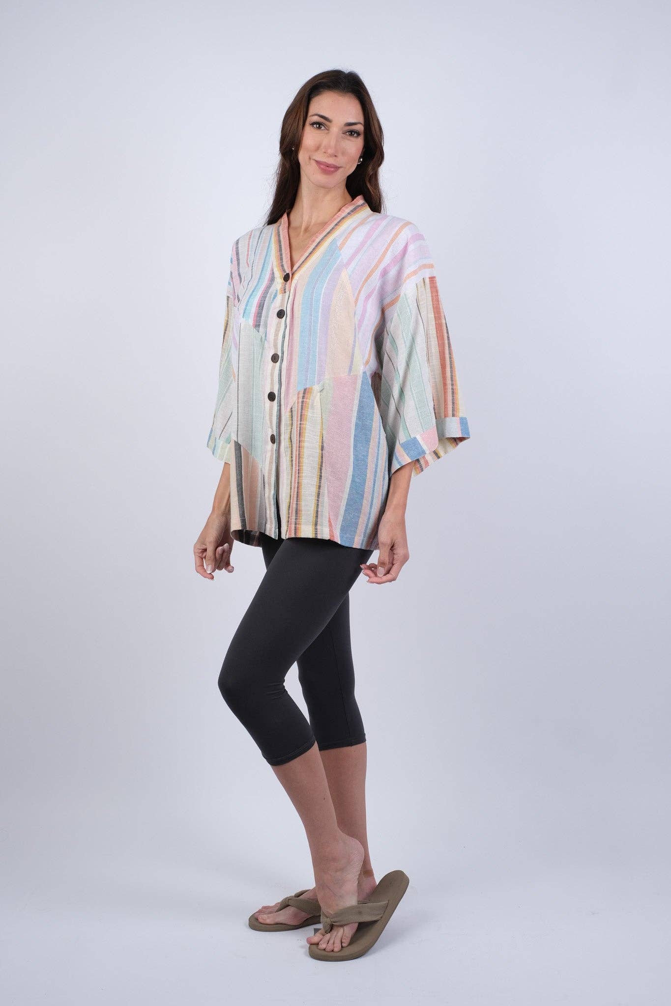 Sacred Threads - Wholesale Kimono - Women's - Ethereal Stripes Patchwork Kimono0