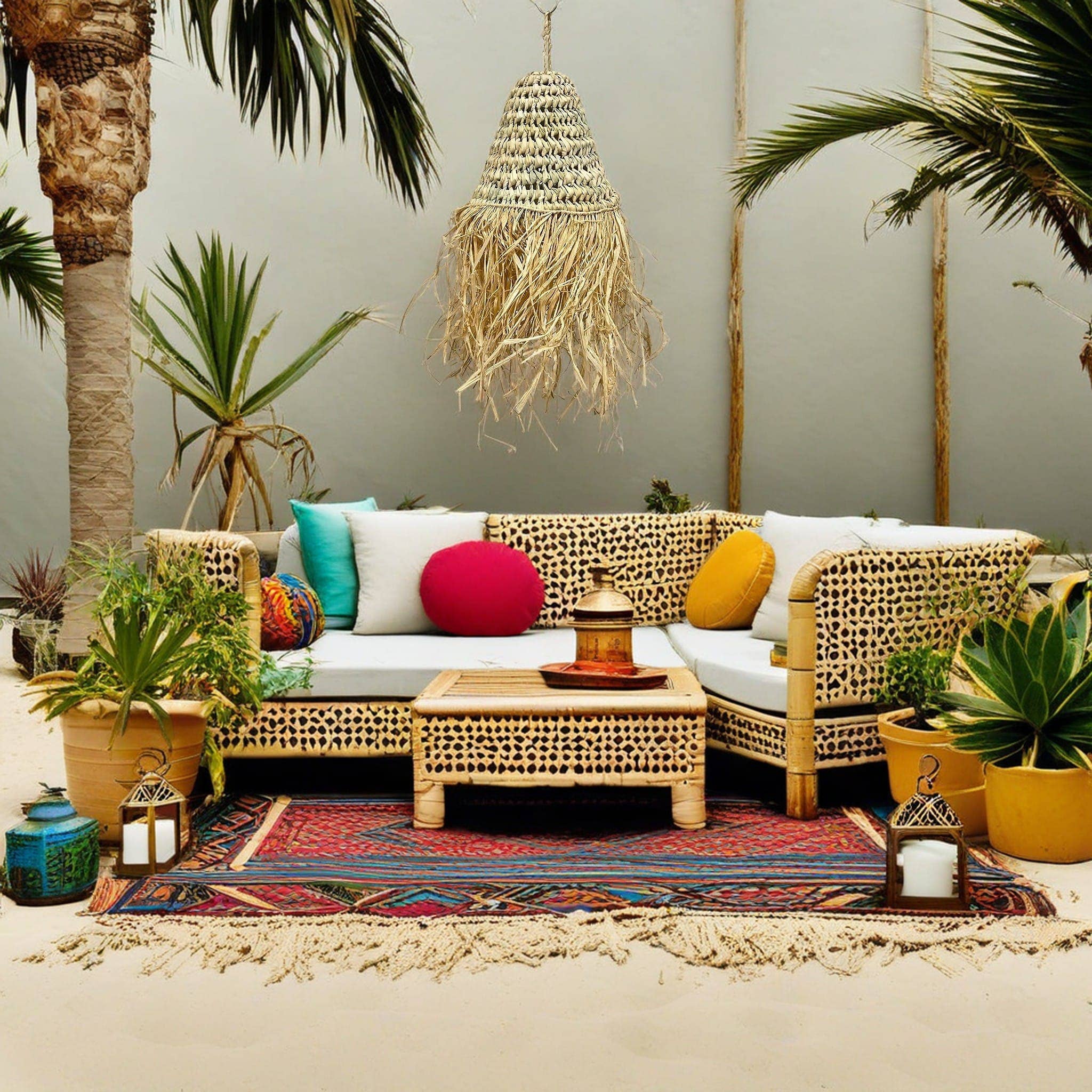 Etnico del Mondo - Wholesale Chandelier/Hanging Light - Moroccan Ethnic Handmade Raffia Chandelier1