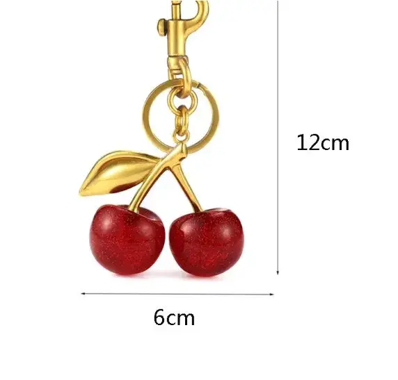 Sweet Cherry Sky - Vente Porte-clés – femme - Porte-clés bijou avec breloque cerise en acier inoxydable1