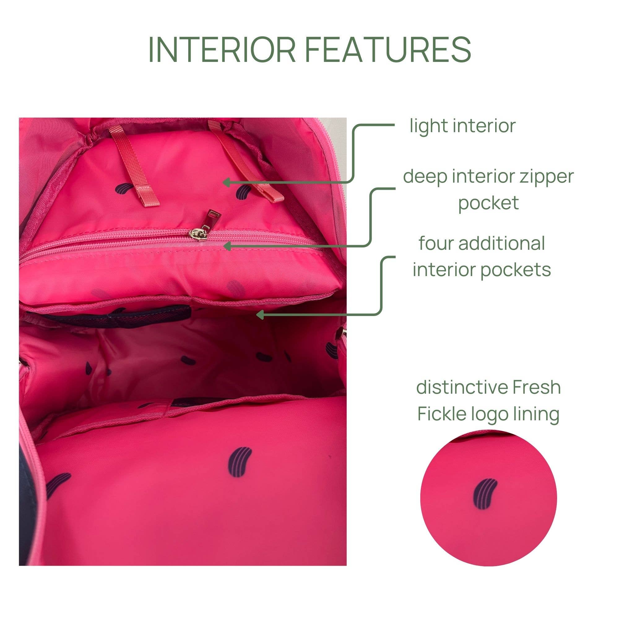 Fresh Pickle – wholesale Sports bag – Unisex – The Teddi Pickleball Backpack Navy / Pink5