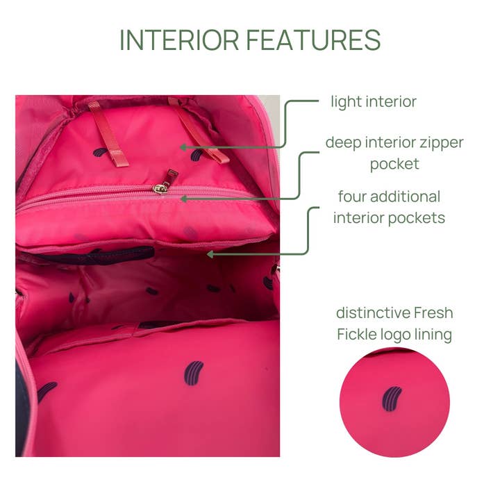 Fresh Pickle – wholesale Sports bag – Unisex – The Teddi Pickleball Backpack Navy / Pink5