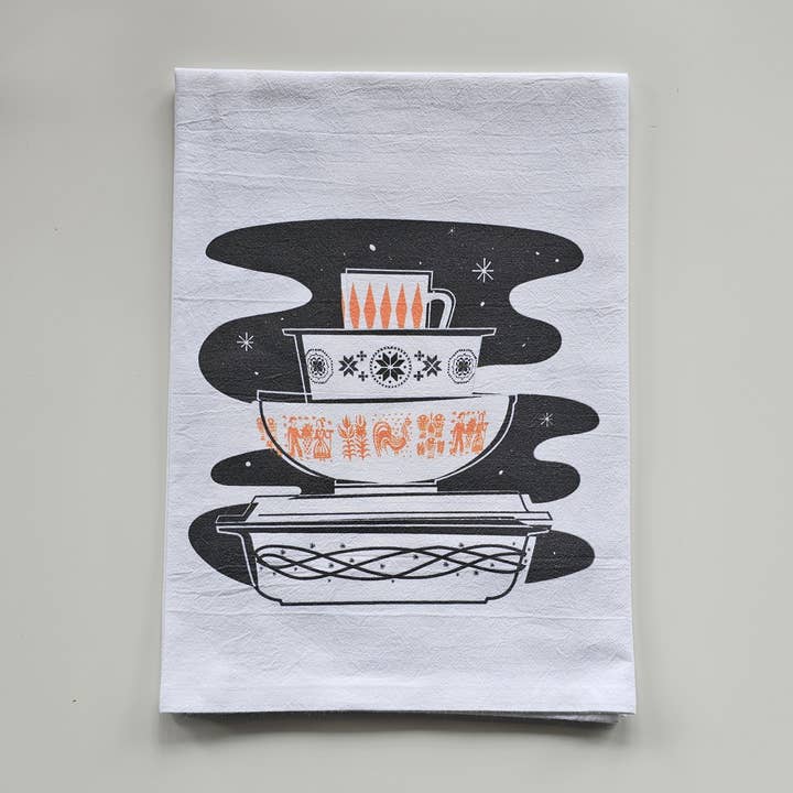 Torchon en pyrex avec bol en fil de fer barbelé pour la vente par JoRetro