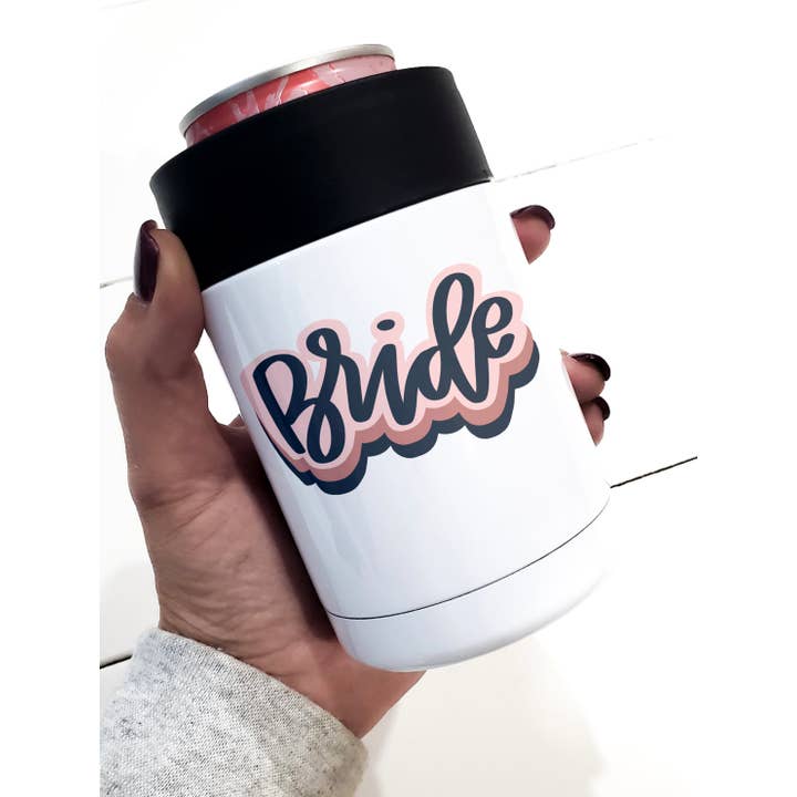 Bride - Resfriador de lata curta de aço inoxidável de 12 onças - FESTA por atacado de From Us To You Co. Handmade Goods