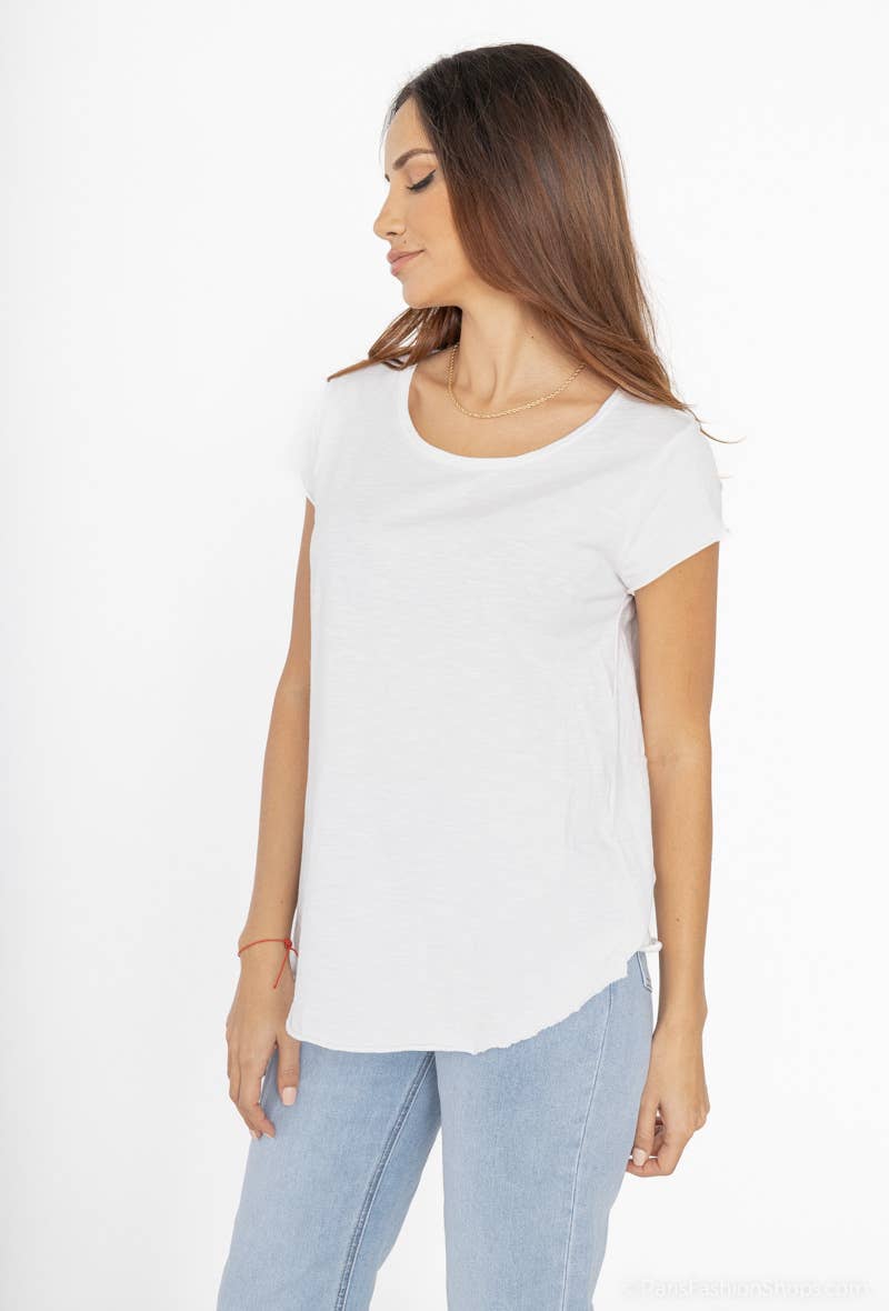 LINEN & COTTON HOUSE – Engroshandel T-shirt – til kvinder – Bomuld t-shirt med rund hals, basis 811713
