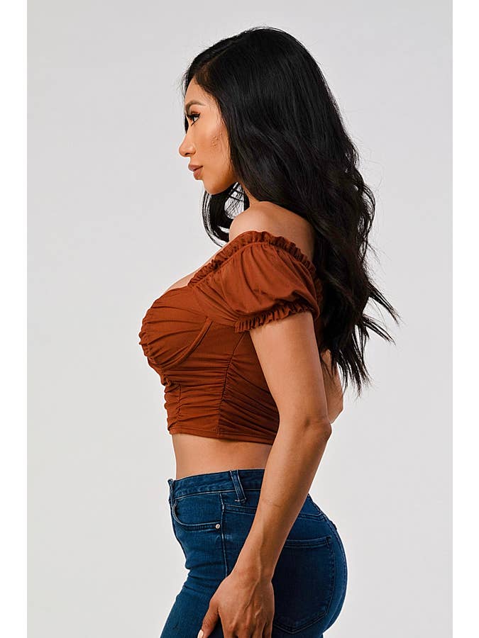 SHERO – wholesale Blouse – Women’s – RUCHED MESH TOP