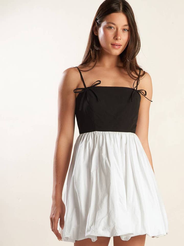 A solid knit/woven combination mini dress - FD1410 for wholesale by FLYING TOMATO