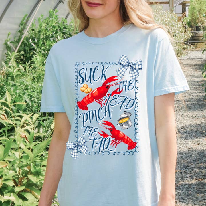 Suck The Head, Pinch The Tail Comfort Color Tshirt for wholesale by Classy and Sassy Creations and Boutique