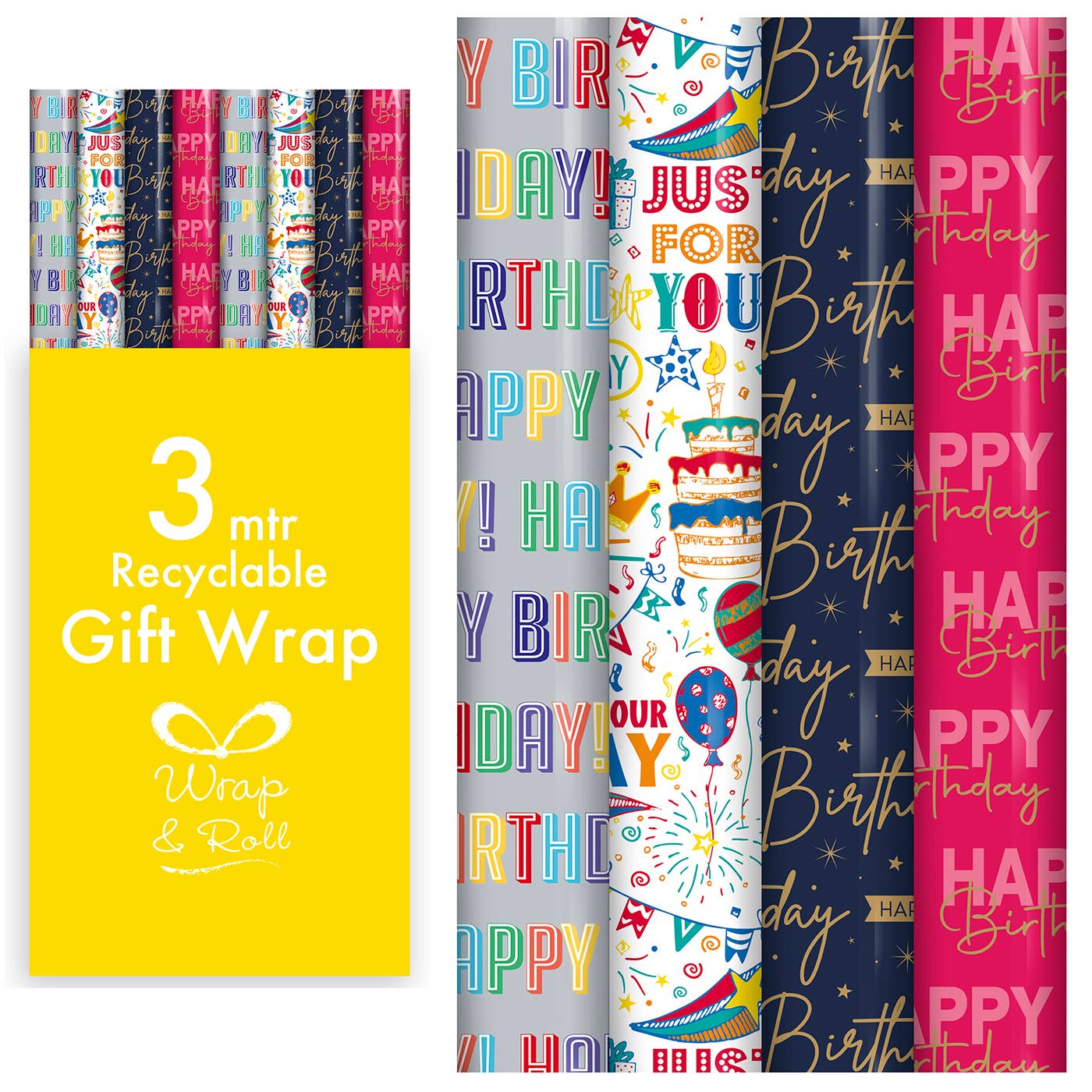 Joe Davies - Wholesale Wrapping Paper Roll - Happy Birthday Giftwrap 3m0
