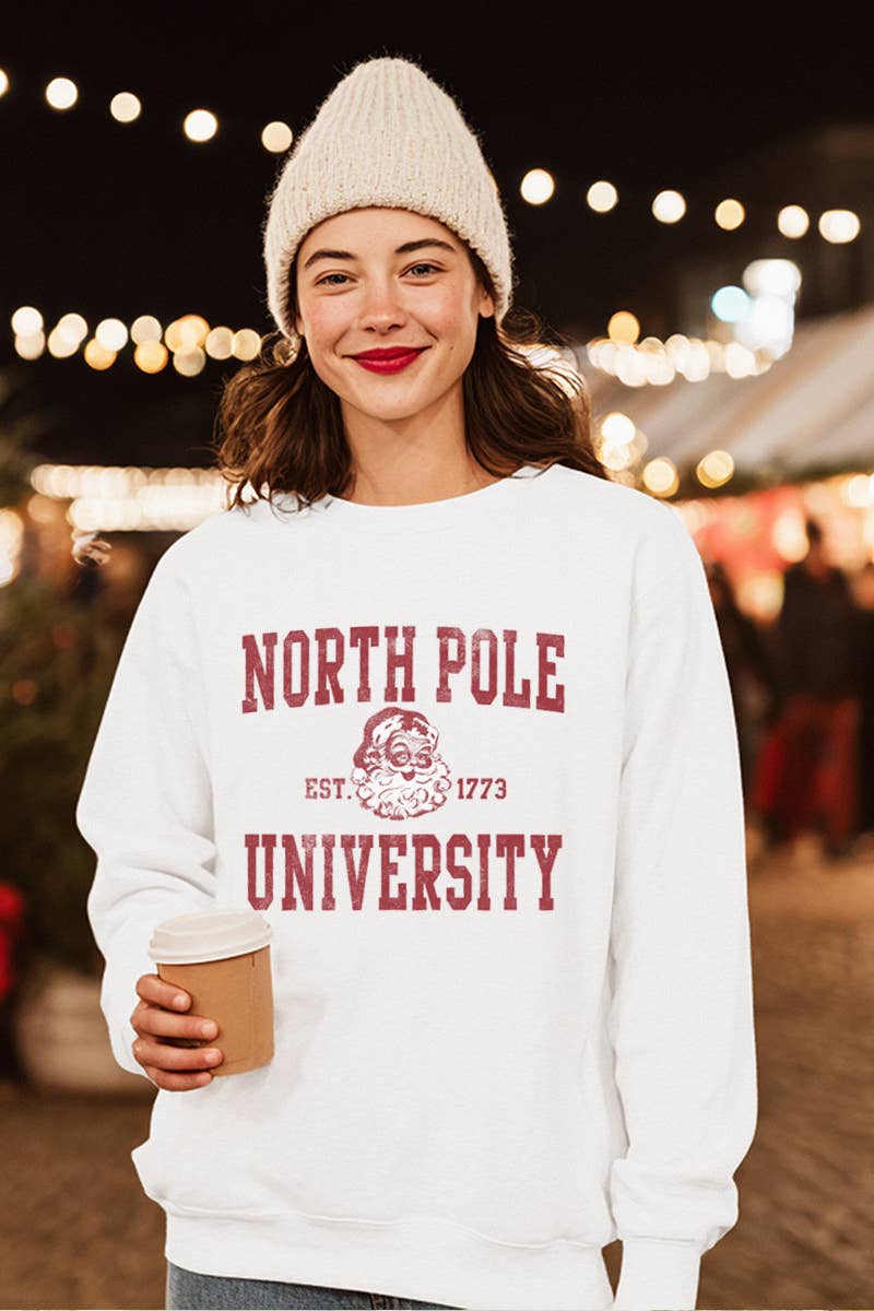 Illustrated Society - Wholesale Graphic Sweatshirt - Women's - NORTHPOLE UNIVERSITY CHRISTMAS GRAPHIC SWEATSHIRTS1
