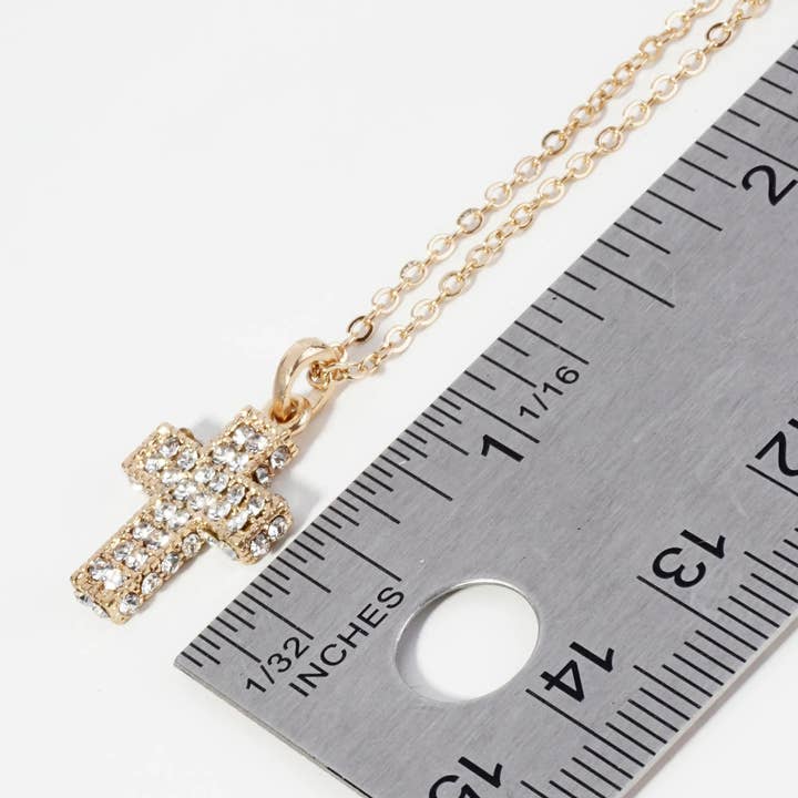 Wild Honey - Wholesale Pendant/Charm Necklace - Crystal Pave Cross Pendant Necklace3