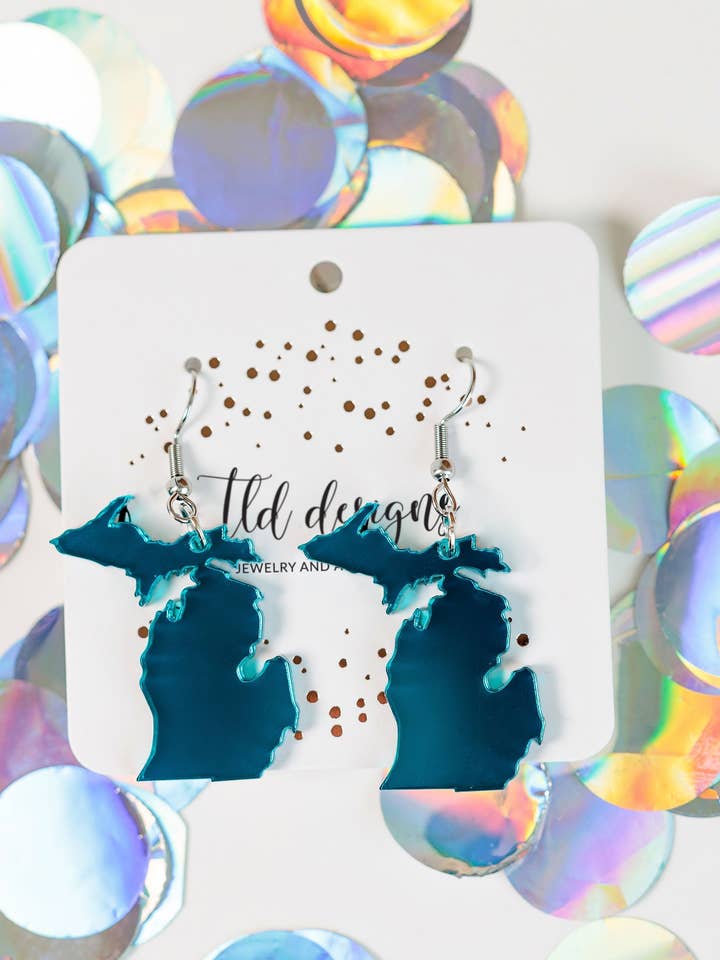 Made in Michigan Acrylic Earrings for wholesale by TLD Designs