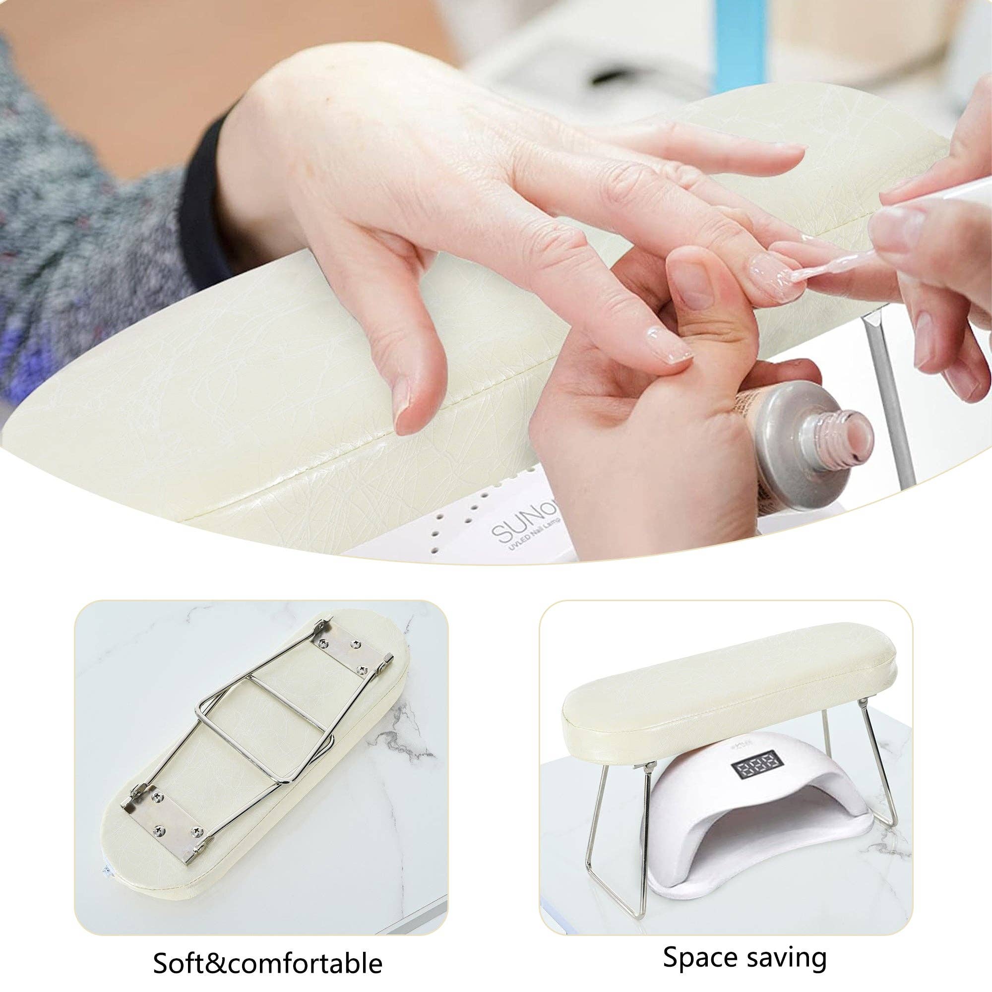 39F Inc. - Wholesale Side Table - White Marble Nail Table with Vent, Storage, and Wheels2