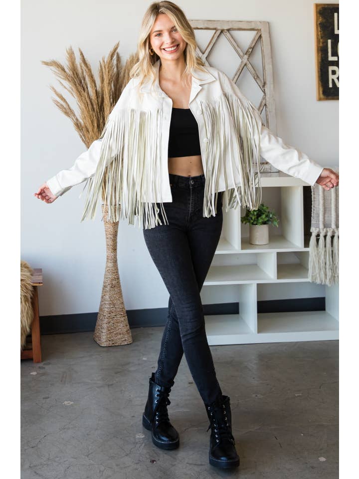 Veveret - Venta al por mayor Chaqueta de cuero - Mujer - Chaqueta de moto vintage de piel sintética con flecos11