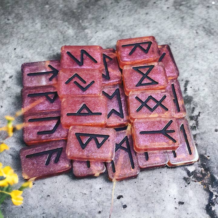Hand painted Elder Futhark runes for wholesale by NerdyNixies LLC