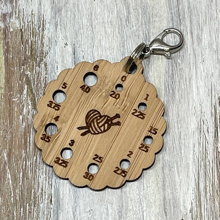 Knitting Needle Size Gauge Keychain for wholesale by Southern Skeins