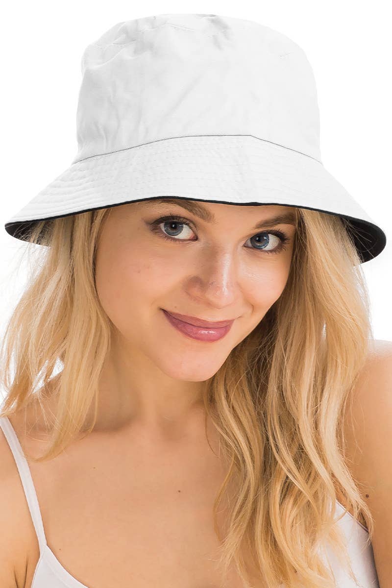 Cap Zone - Vente Bob – unisexe - Chapeau seau en coton uni réversible à fond noir25