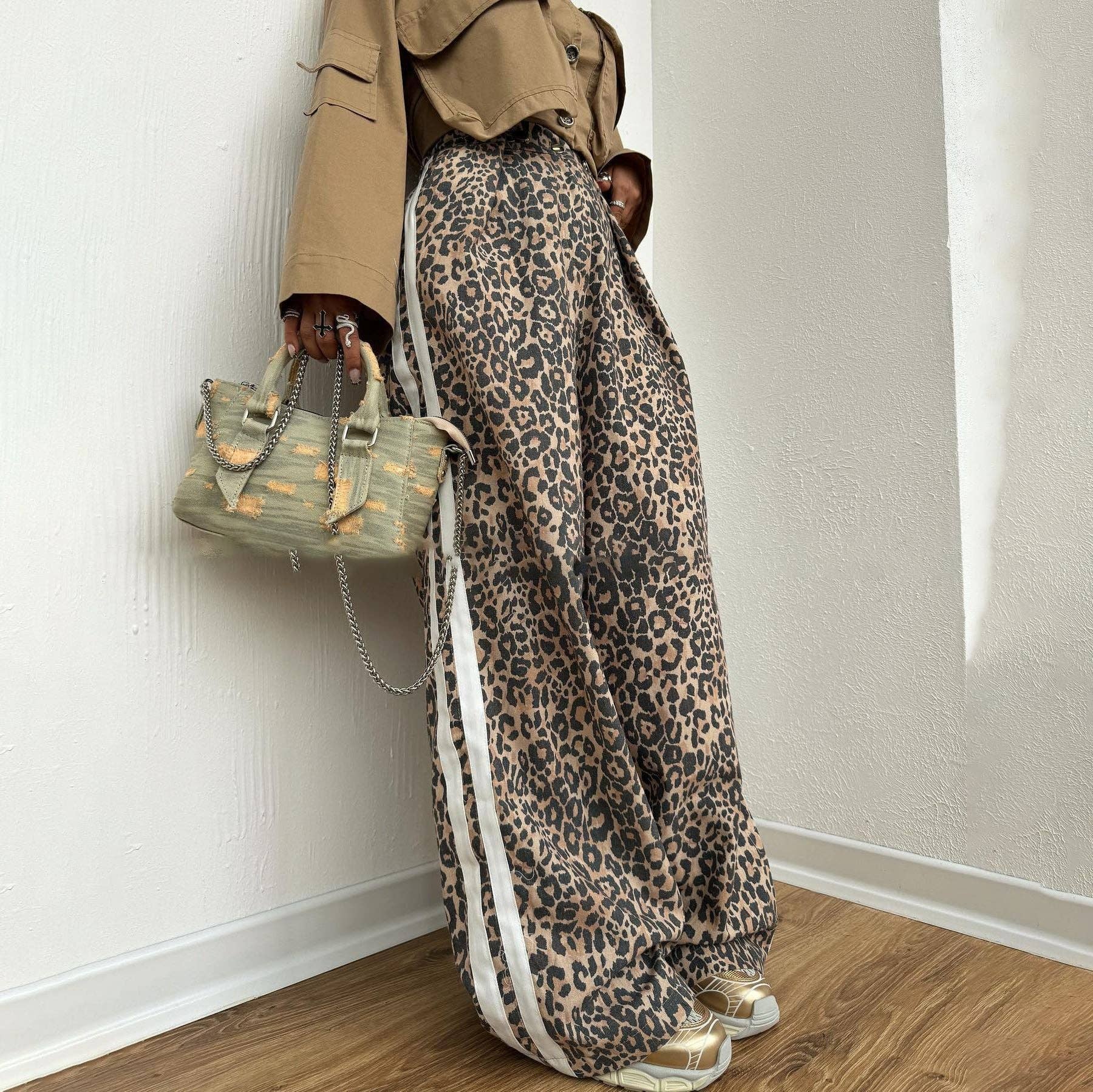 Marayn - Wholesale Pants - Women's - Leopard Print Wide Leg Trousers Summer 20256