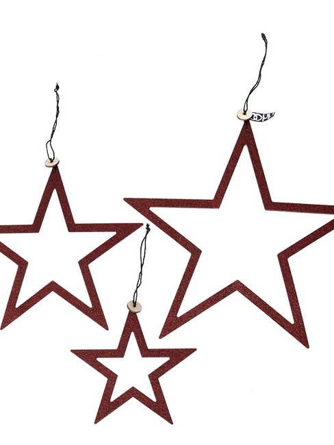 S/3 WOODz estrelas de Natal XL, Vinho por atacado de Lübech Living