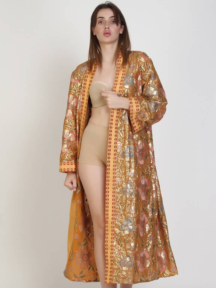 Textures Jaipur - Wholesale Kimono - Women's - Embroidered Kimono E0