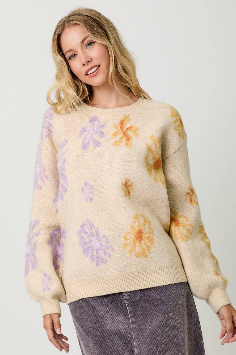 Mystree - Wholesale Knit Sweater - Women's - 60727 Floral Pullover Sweater1