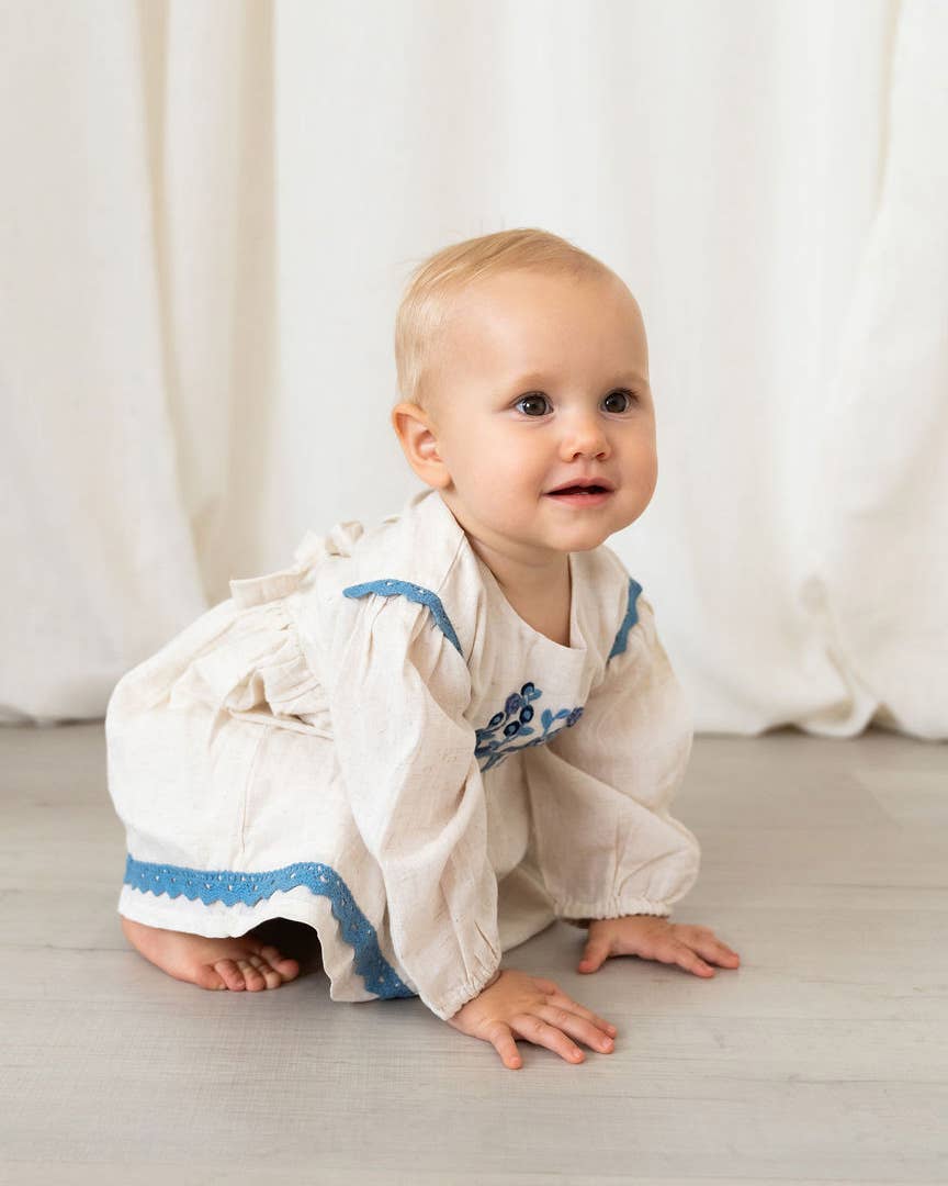 Natural Matera Embroidered Baby Dress & Bloomer (Organic Cotton) for wholesale on Faire5