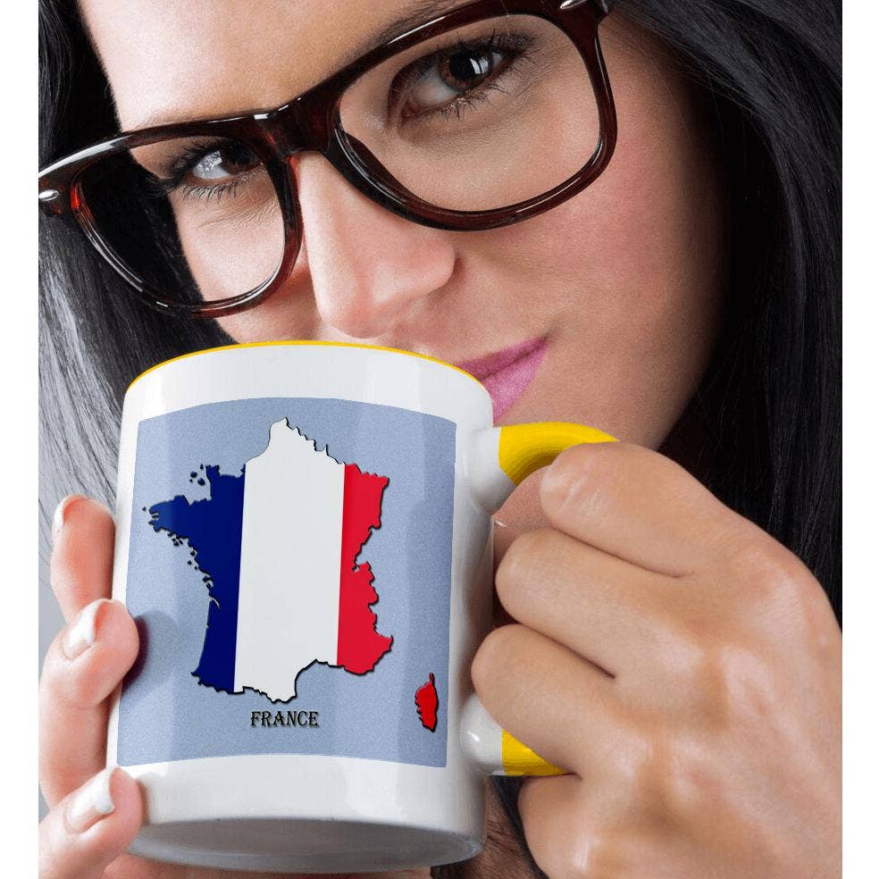 3dRose - Wholesale Koffiemok - 3dRose, Vlag van Frankrijk Kaart, Mok1