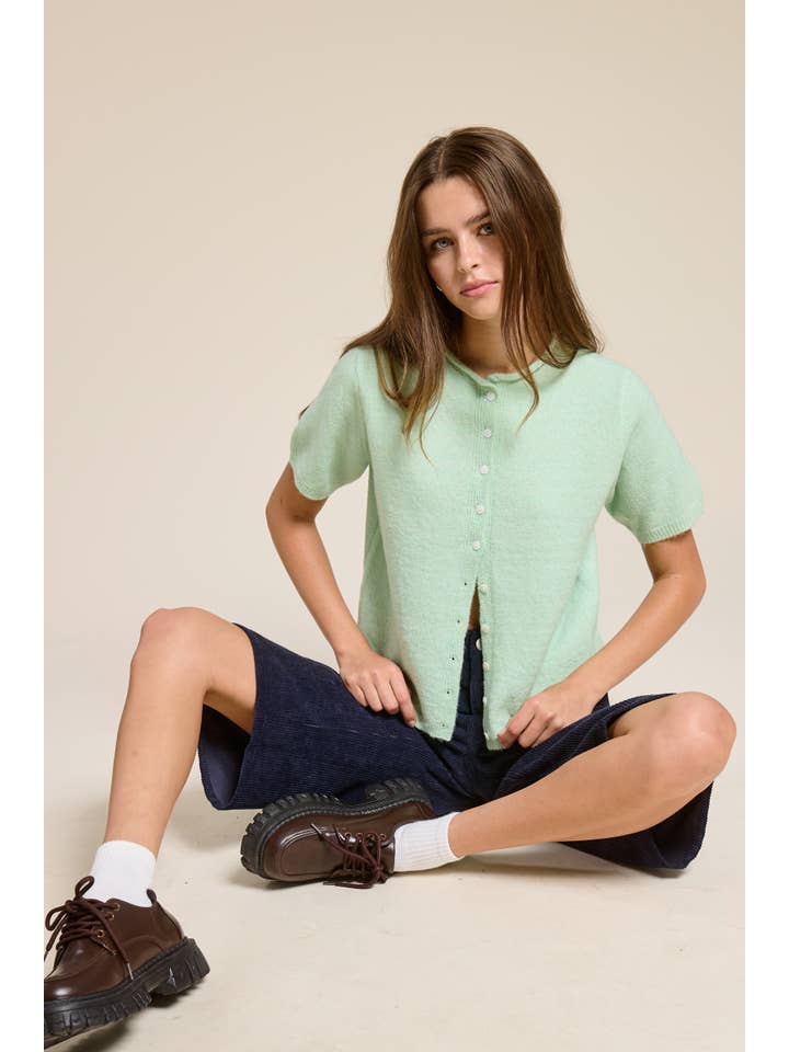 Mimosa - Wholesale Cardigan - Women's - Short Sleeve Button Down Cardigan Top7