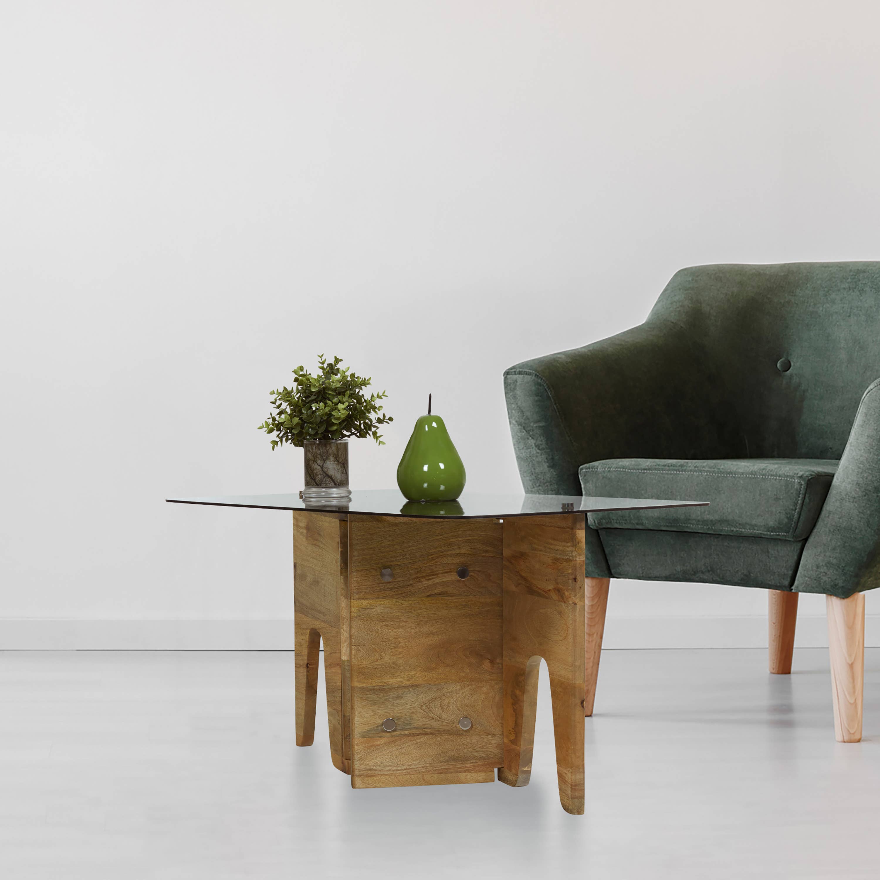 River of Goods - Wholesale Coffee Table - 32" Mildred Mid-Century Wood & Gray Glass Coffee Table