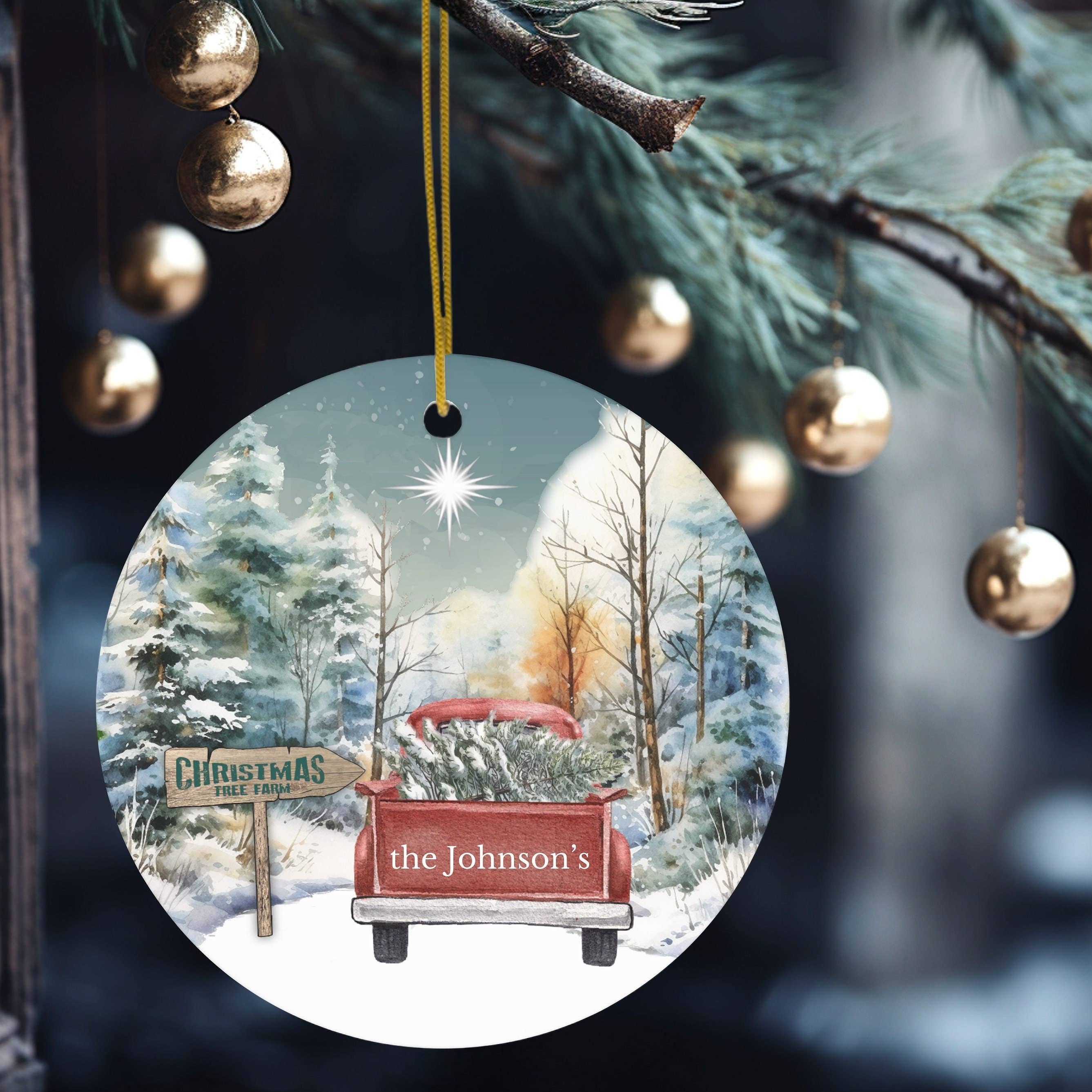Fernville Creations - Wholesale Ornament - Personalizable Ceramic Red Truck Christmas Ornament0