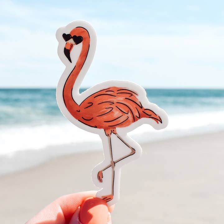 Flamingo in Shades Vinyl Sticker for wholesale by Wild Peonies Studio