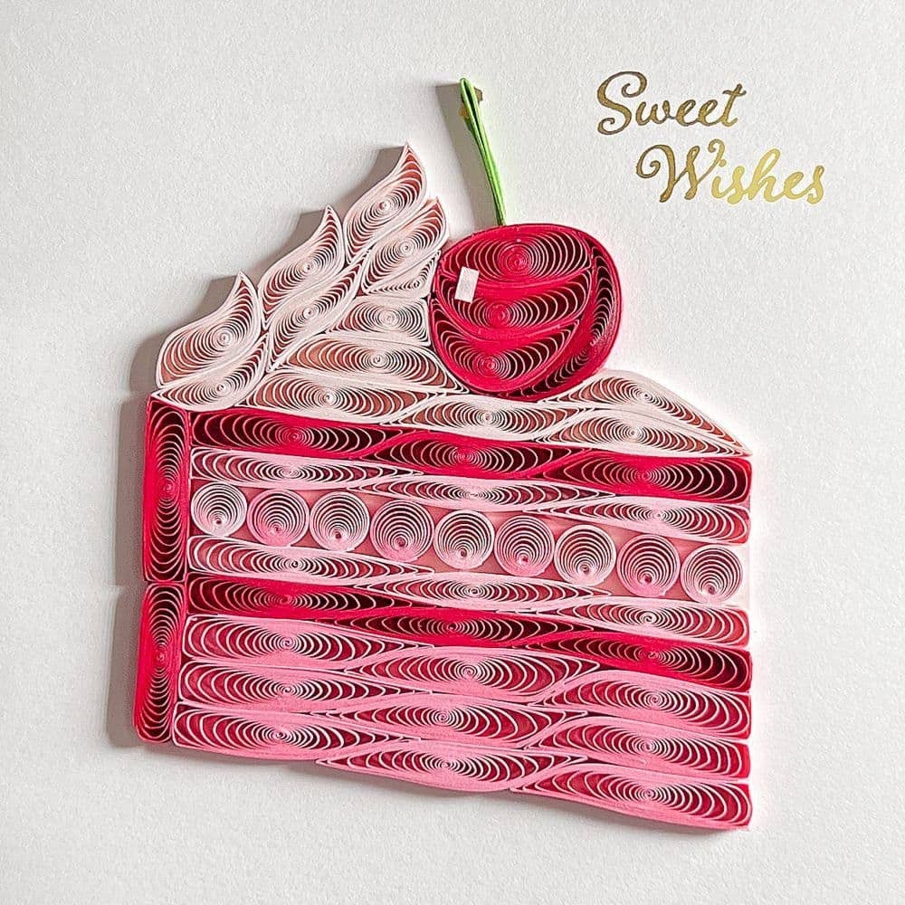NIQUEA.D - Vente Cartes d'anniversaire - Carte d'anniversaire tranche de gâteau en quilling3