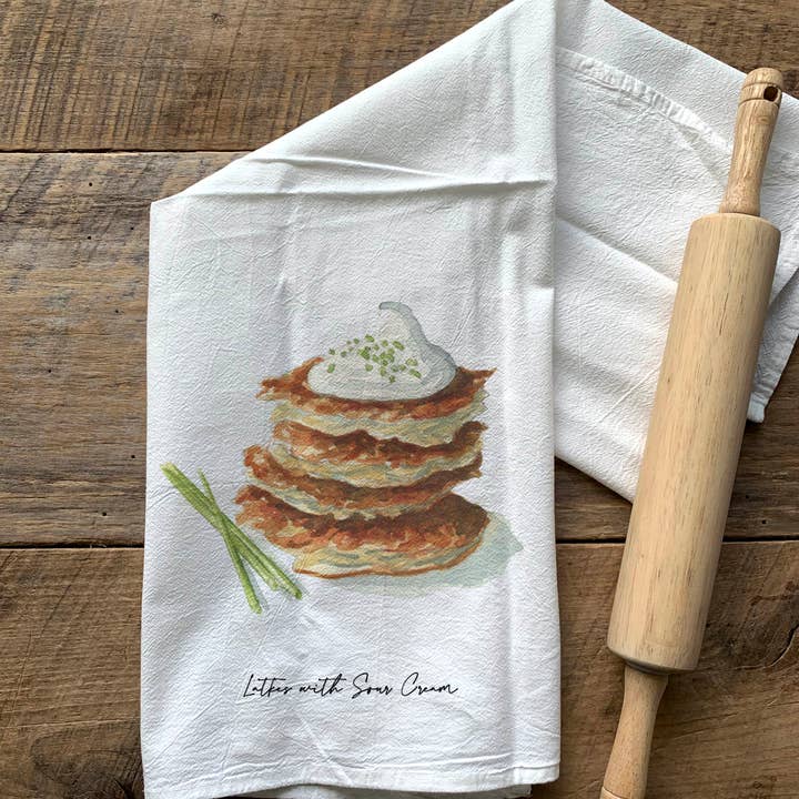 Latkes Kosher Style Deli Flour Sack Towel for wholesale by Meadowbrook Lane
